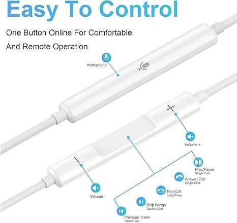 słuchawki przewodowe USB- C 2 sztuki mikrofon biały