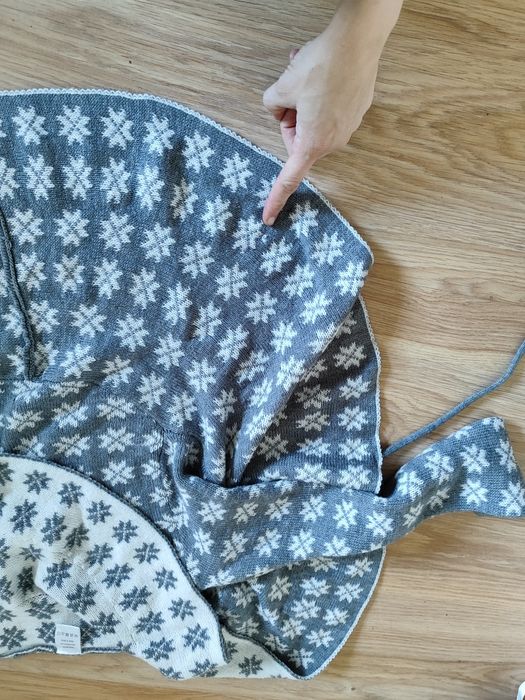 Swetr wiązany narzutka szaro biała śnieżki wełna 34/36 KappAhl