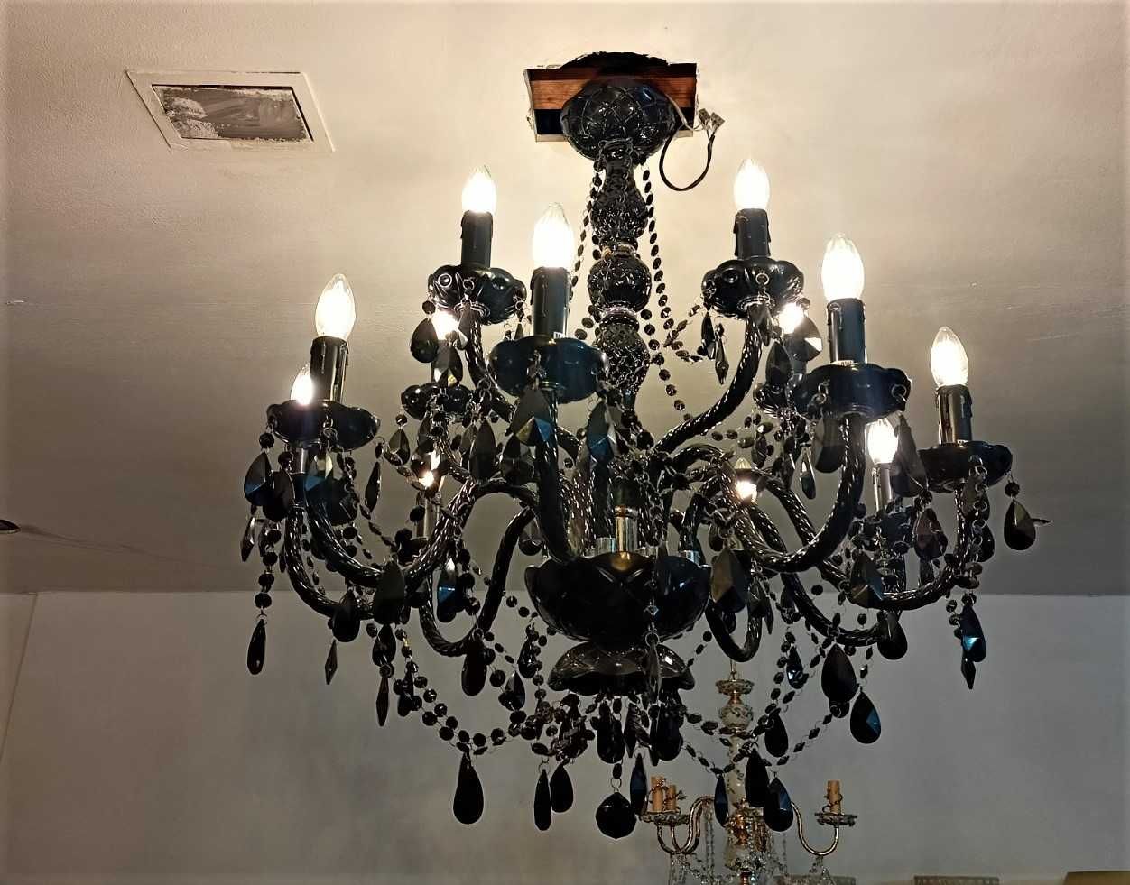 Lustre Preto 14 Lâmpadas