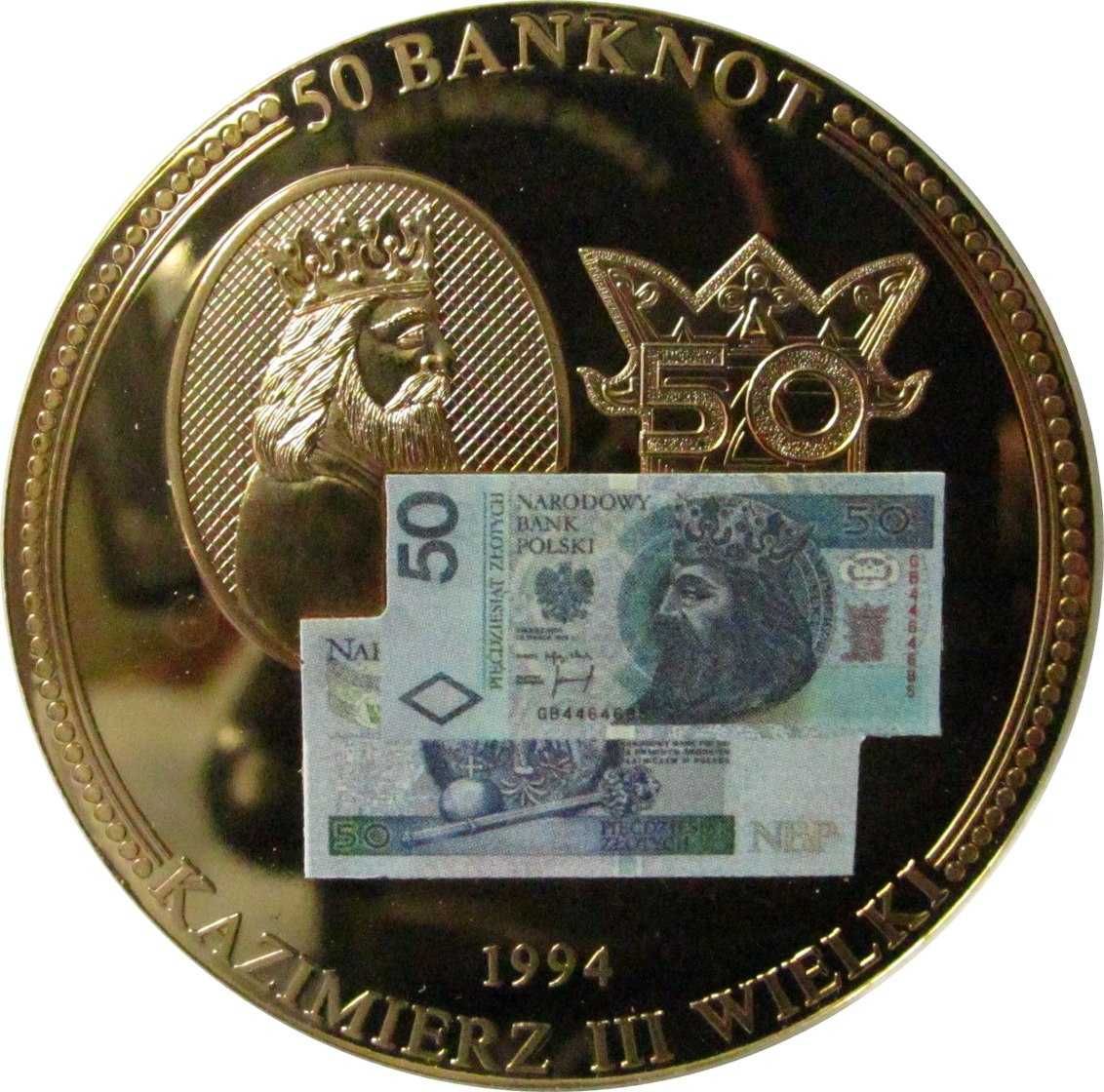 ZŁOTE Monety Medale z Wizerunkiem Banknotów Polskich Certyfikaty