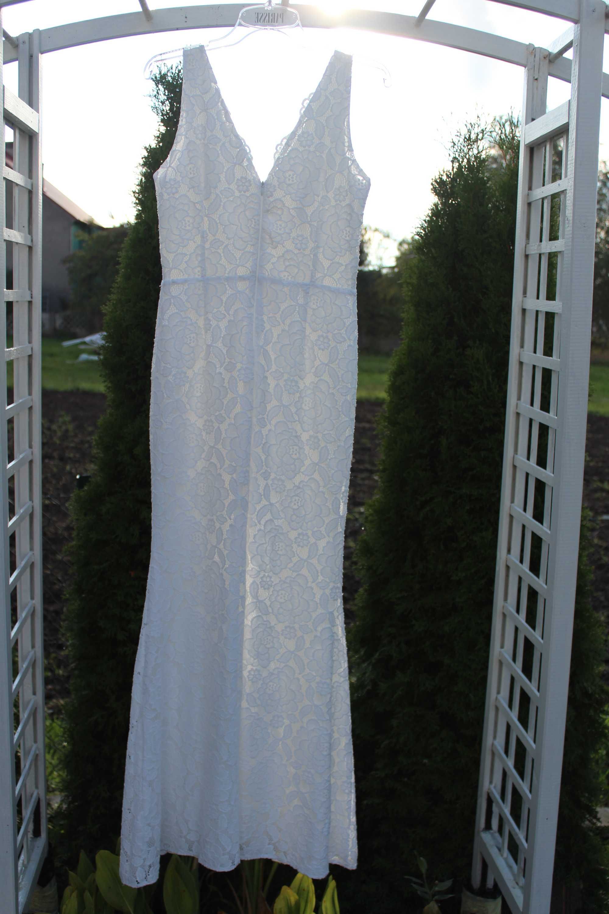 Biała Koronkowa Sukienka rozmiar L