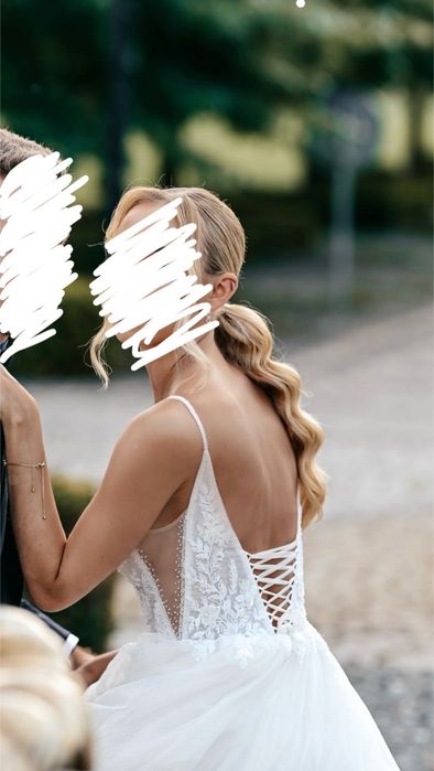 Suknia ślubna brokatowa ciepła biel Violet