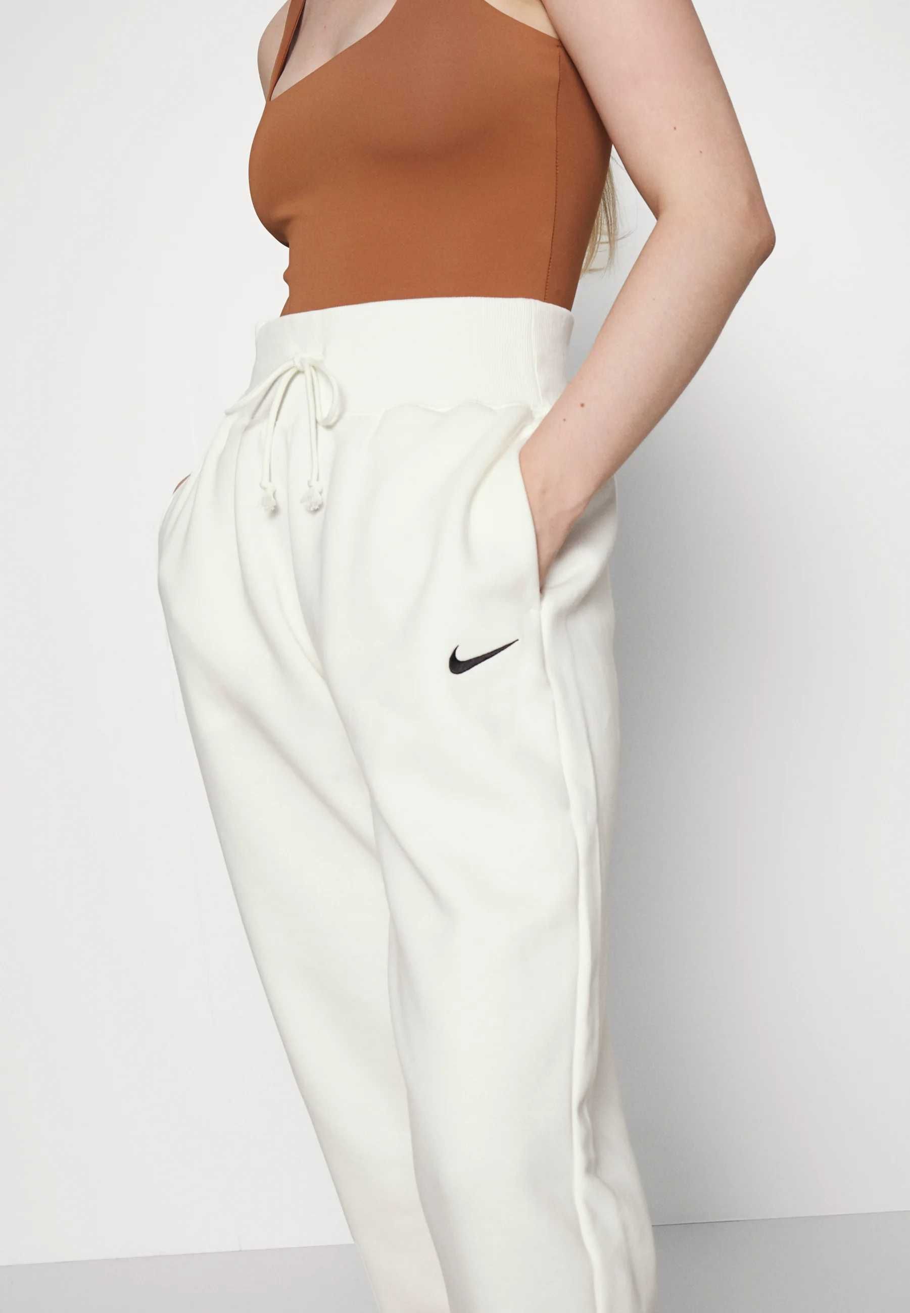 Nike spodnie dresowe damskie białe ecri 38 m joggery szerokie ;l