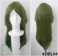 Zielona peruka z grzywką długa cosplay wig zielony