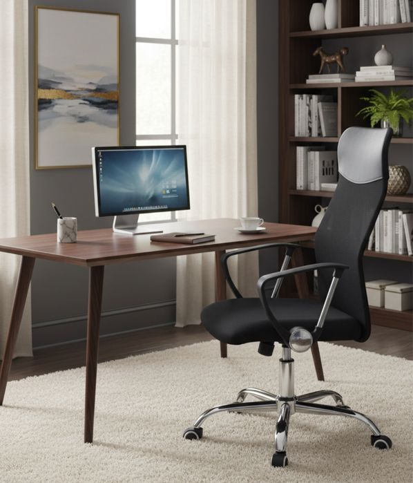 Fotel biurowy obrotowy czarny, regulowany, komfortowy,krzesło do pracy