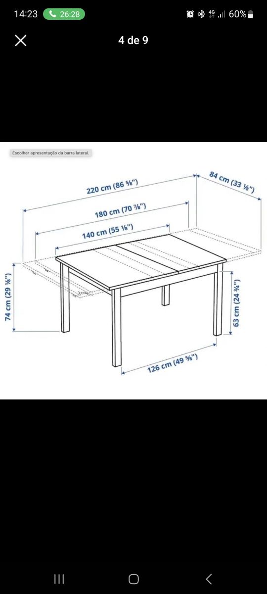 Mesa extensivel +4cadeiras