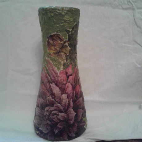 Красивая декоративная ваза деревянная ручной работы декупаж