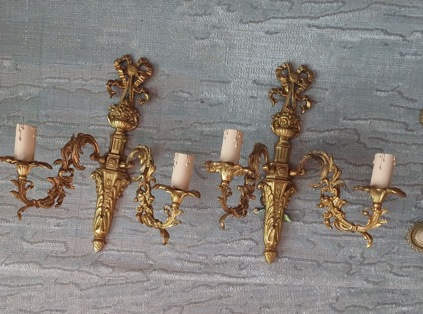 Żyrandol mosiężny + dwa kinkiety