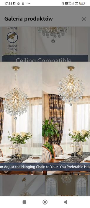 BESTIER Złoty nowoczesny żyrandol wiszący kryształ kropla deszczu oświ