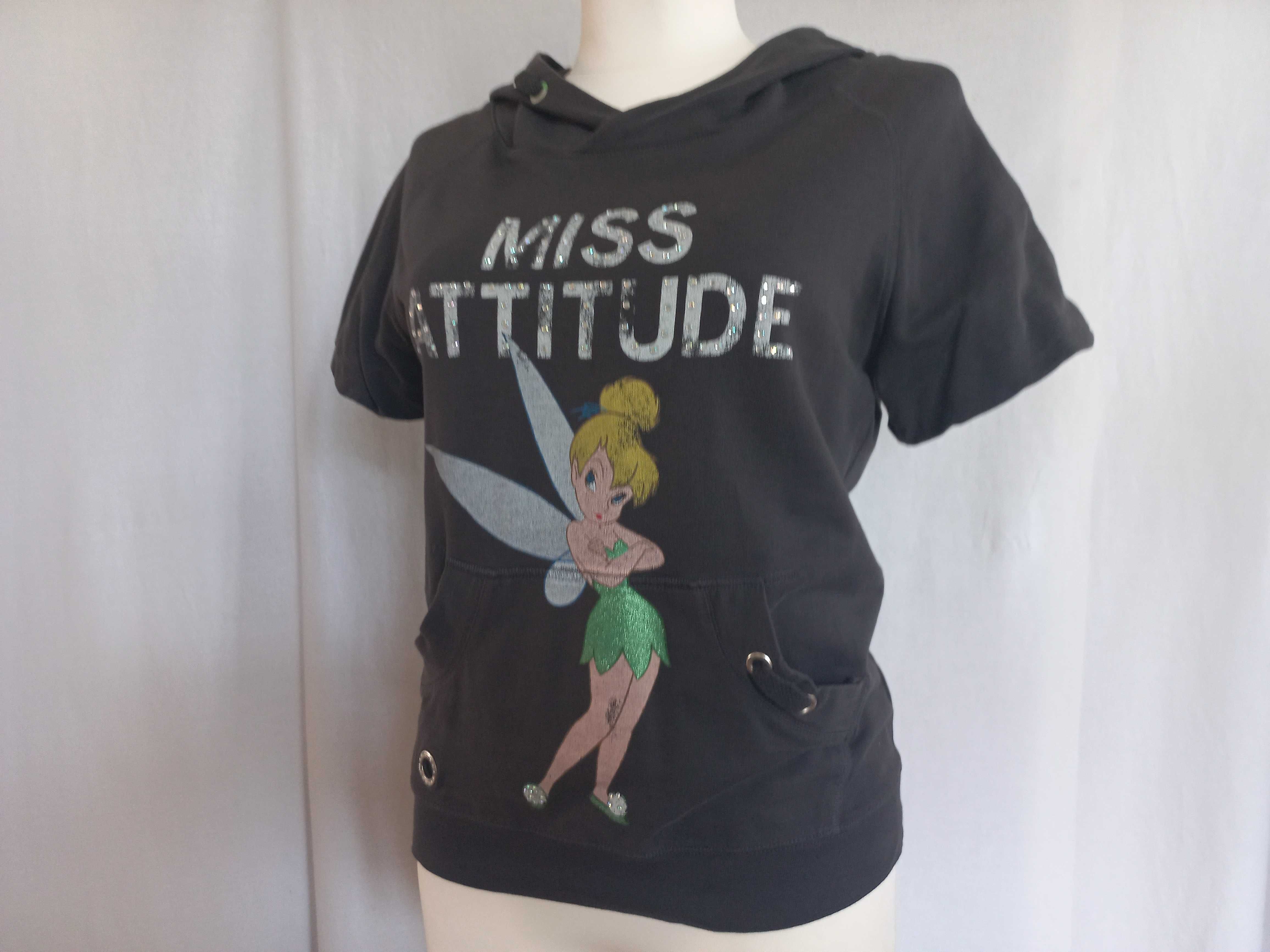 Bluzka szare T-shirt damskie KAPTUR 36-38 Miss Attitude stan bdb