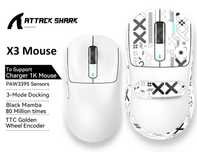 Игровая мышь Attack Shark X3 PAW3395 Pixart Black Mamba BT5.2 White