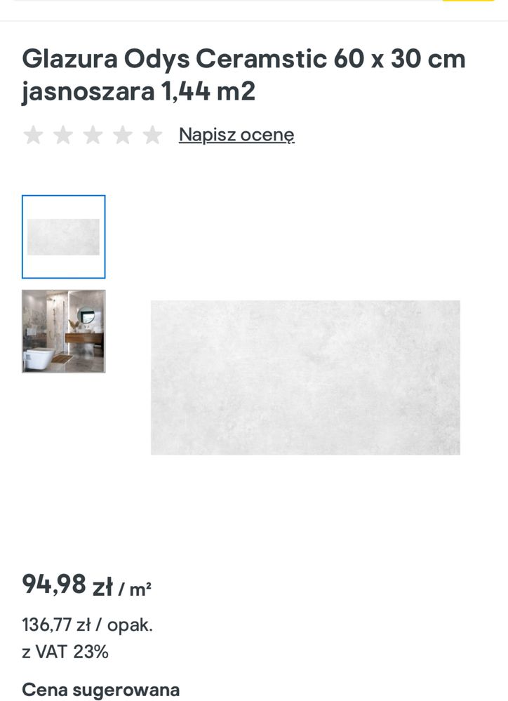 Płytki nowe 40 m jasnoszare 60x30 Odys Ceramstic