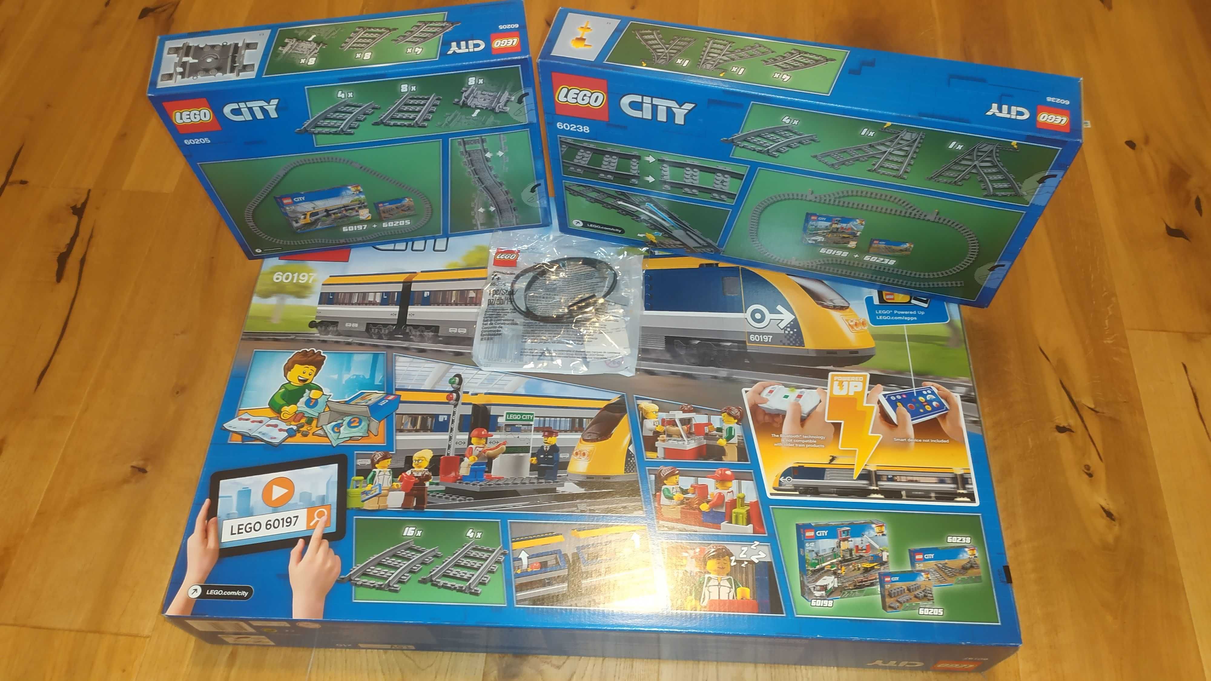 4w1 60197zestaw pociąg pasaż Lego City + tory + zwrotnice + lampki led