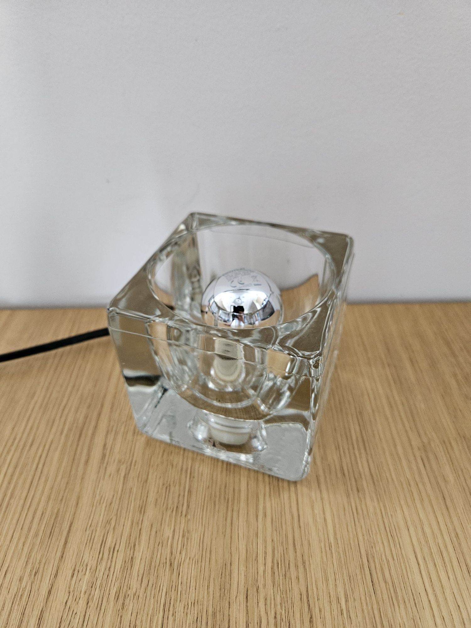 Peill & Putzler lampka lampa szklana sześcian kostka lodu vintage mcm
