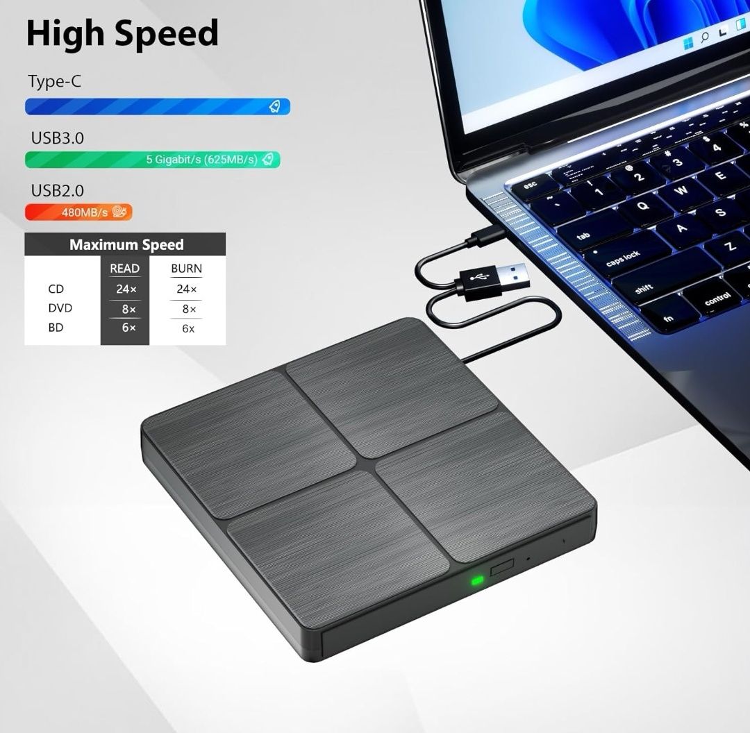 Napęd zewnętrzny Blu-ray CD DVD Yaeonku, USB 3.0