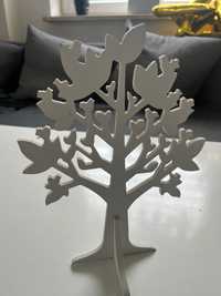 Drzewko figurki białe  srebrny drewniane ozdoba obraz dekoracja