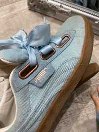 Puma Basket Heart sztruksowe niebieskie