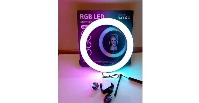 Кольцевая лампа цветная, rgb, 26см.