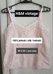 h&m vintage pudrowy różowy top jedwabny 100% jedwab koronka coquette