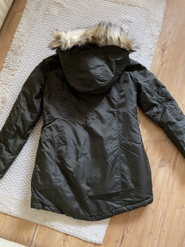 Zielona modna kurtka parka Denim Co M/L futro płaszcz mango 38 40 hit