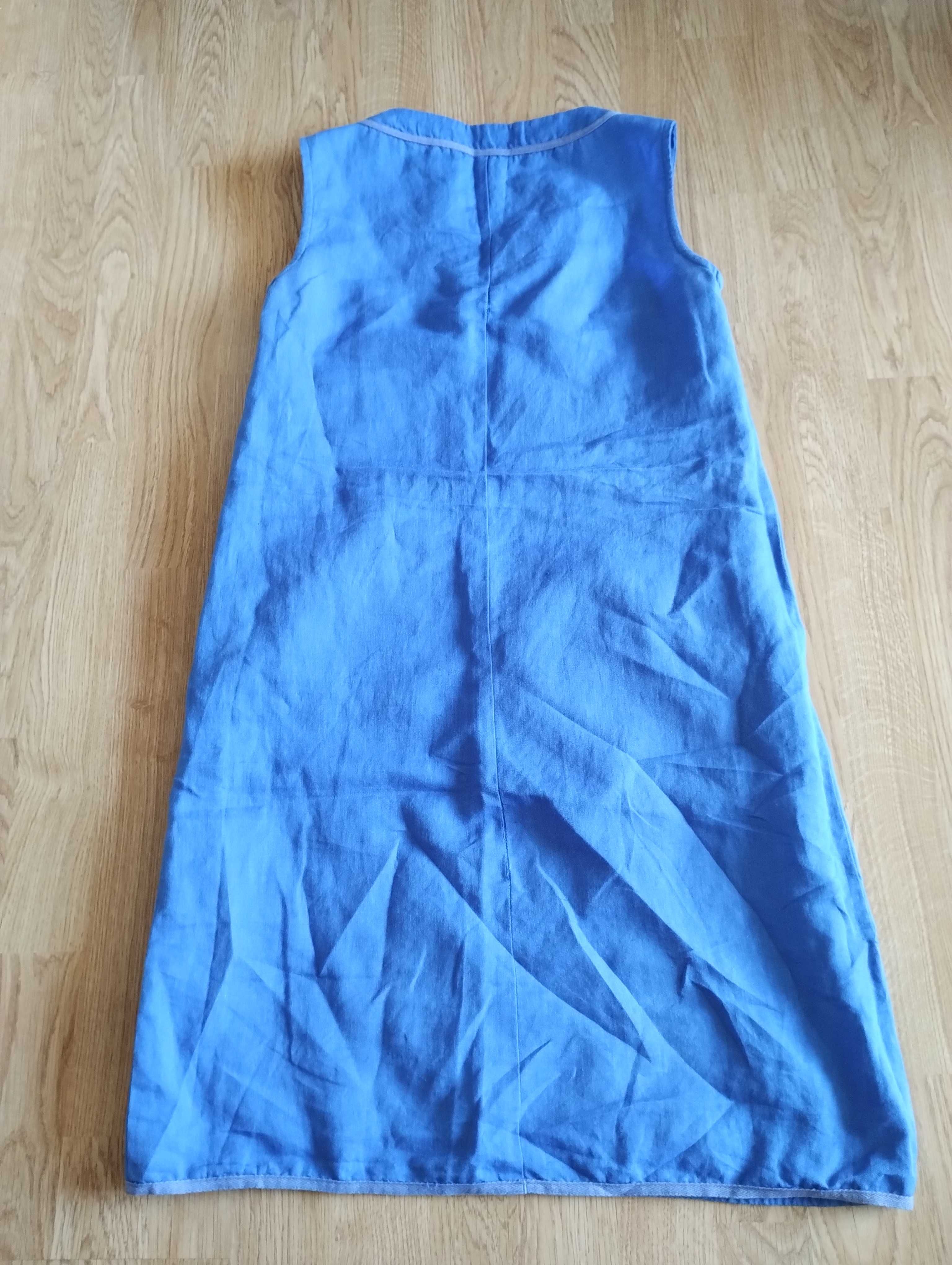 Sukienka letnia cienka krótka płótno 38 lub M , Qiosque, błękitna