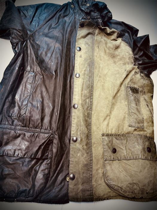 Enceramento profissional de casacos Barbour e outros semelhantes.