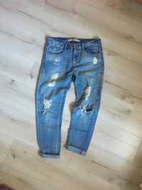 Spodnie boyfrend jeansy damskie Zara 36/38 hafty