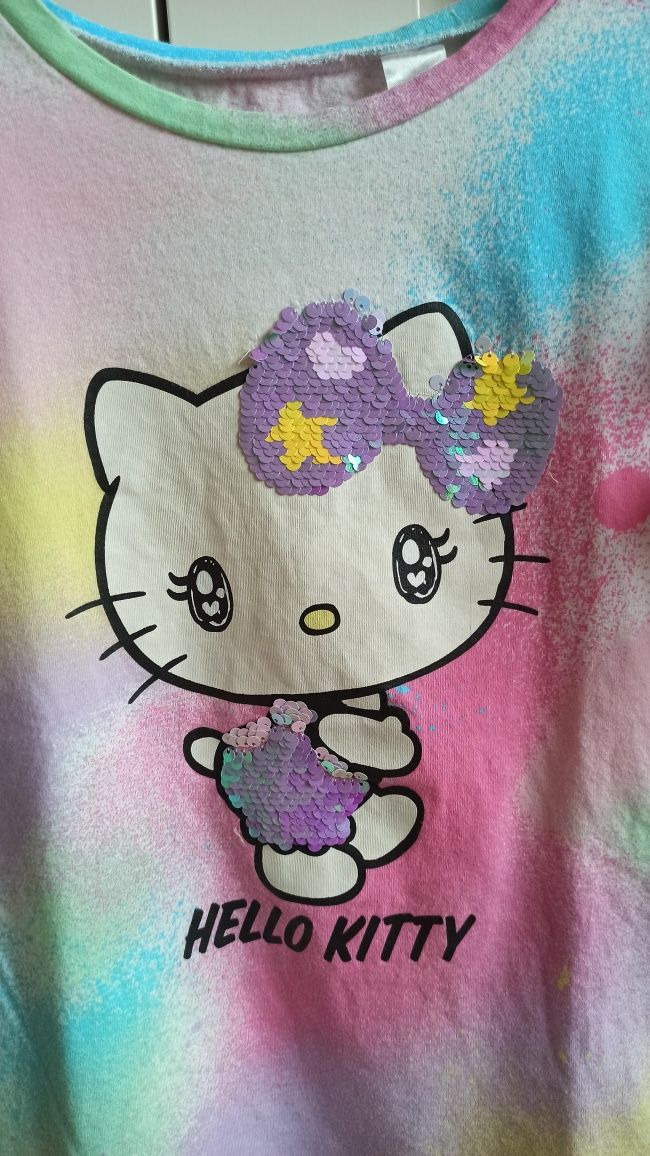 Bluzeczka t-shirt z falbankowym rękawem Hello Kitty r. 134/140 H&M