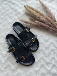 Piękne czarne klapki klapeczki sandały Zara