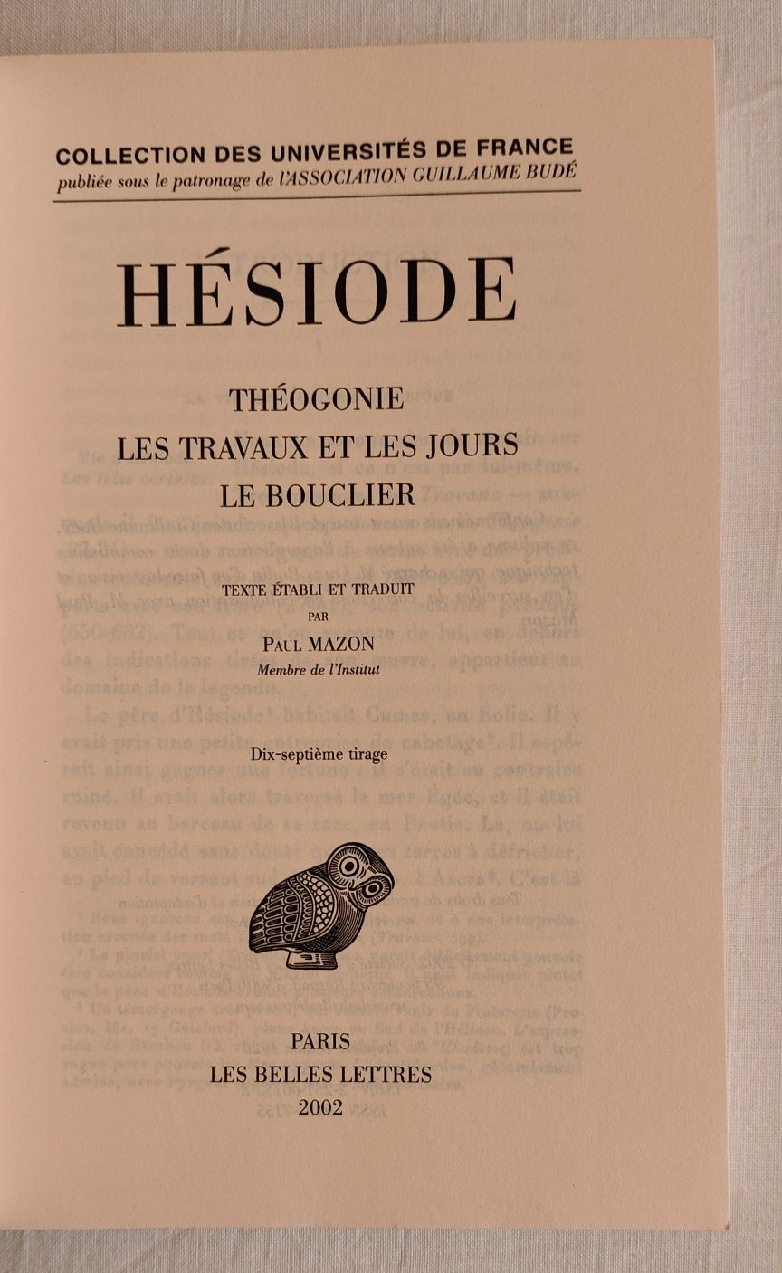 Les Belles Lettres - Suger, Hésiode, Plutarque,