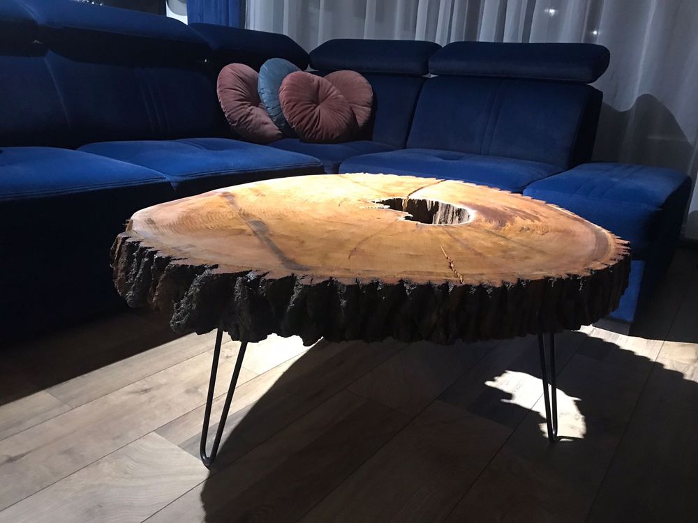 Stół Stolik Dębowy 100cm Naturalne Drewno Plaster
