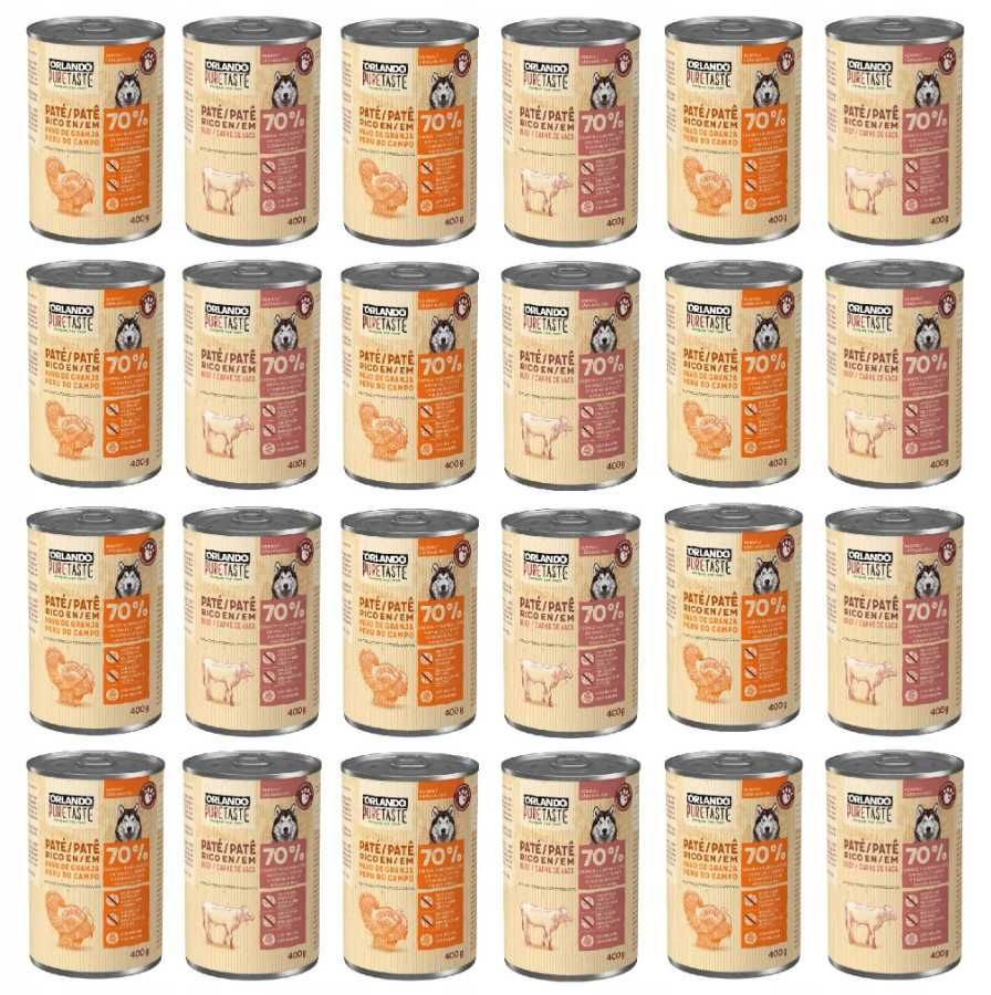 24x400g orlando pure 70% mięsa mokra karma dla psa puszki