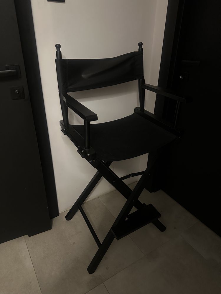 Krzesło do makijażu reżyserskie czarne solidne