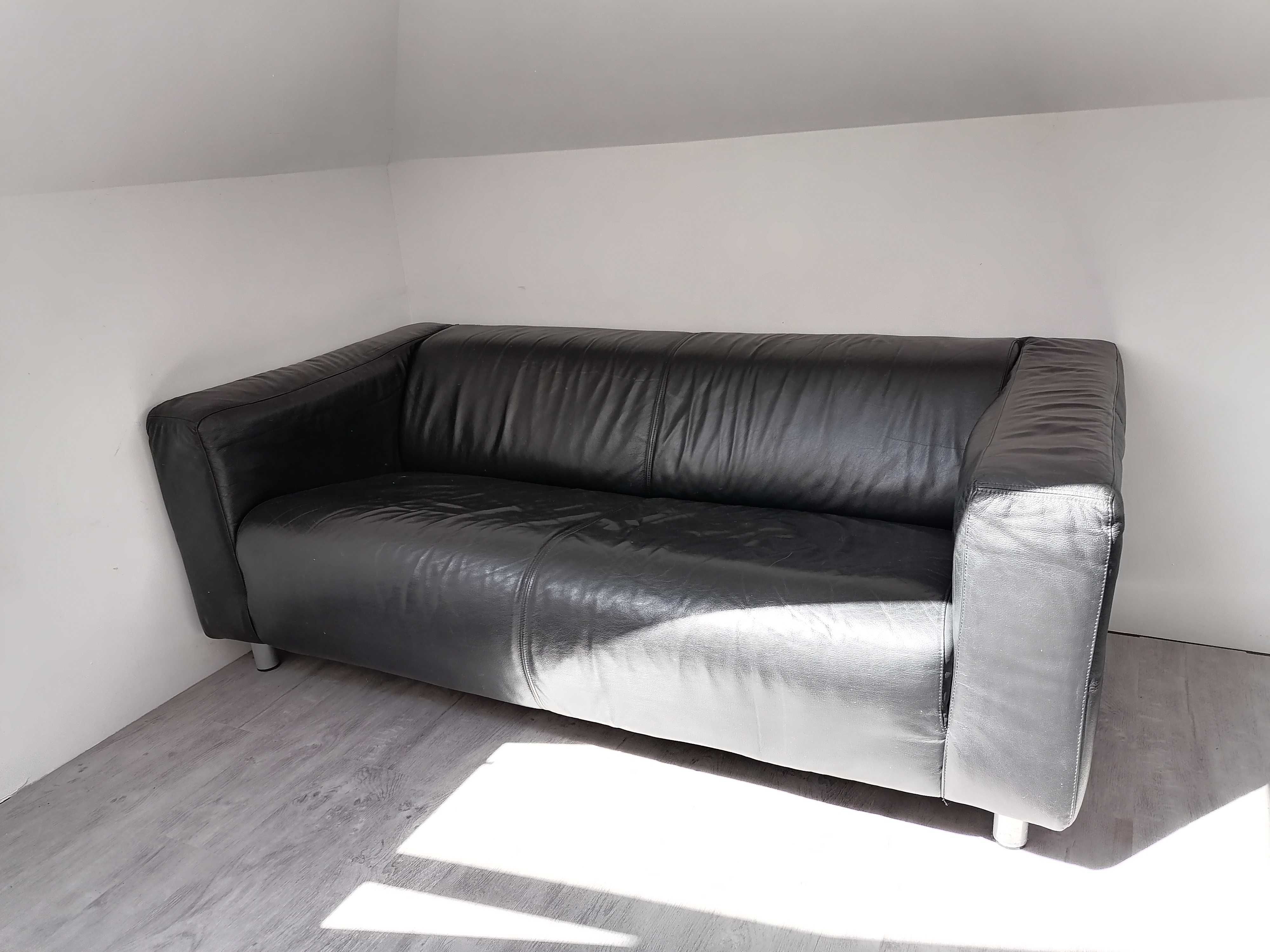 Sofa kanapa czarna skóra naturalna stan idealny
