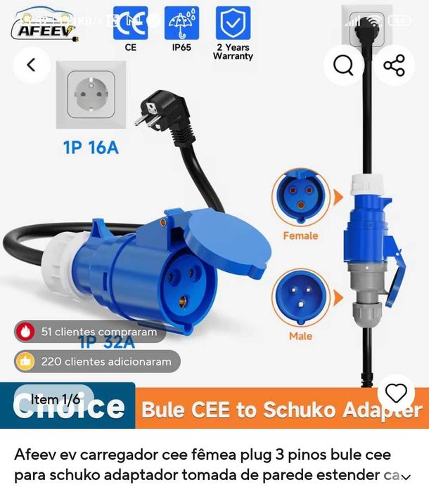 Wallbox Móvel - Carregador domestico de veiculos eletricos