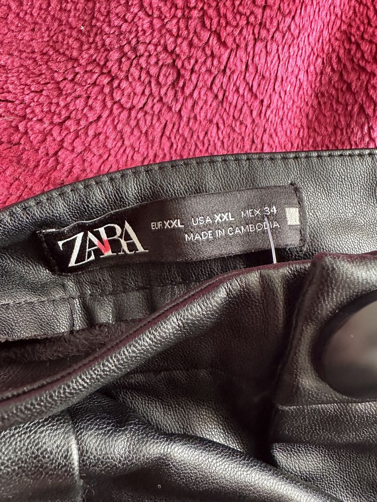 Кожаные лосины Zara,джинсы широкие