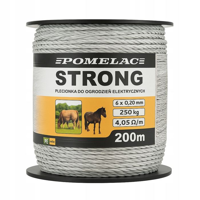Mocna PLECIONKA do pastucha STRONG 5,5mm 200m dla koni, bydła, dziki