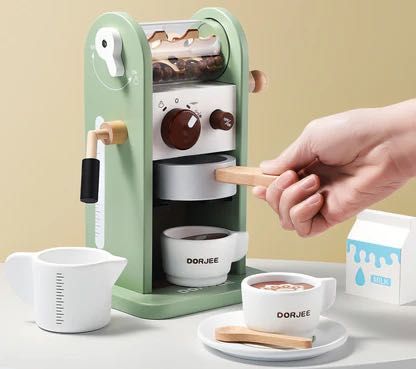 Drewniany zestaw do zabawy w ekspres do kawy z młynkiem