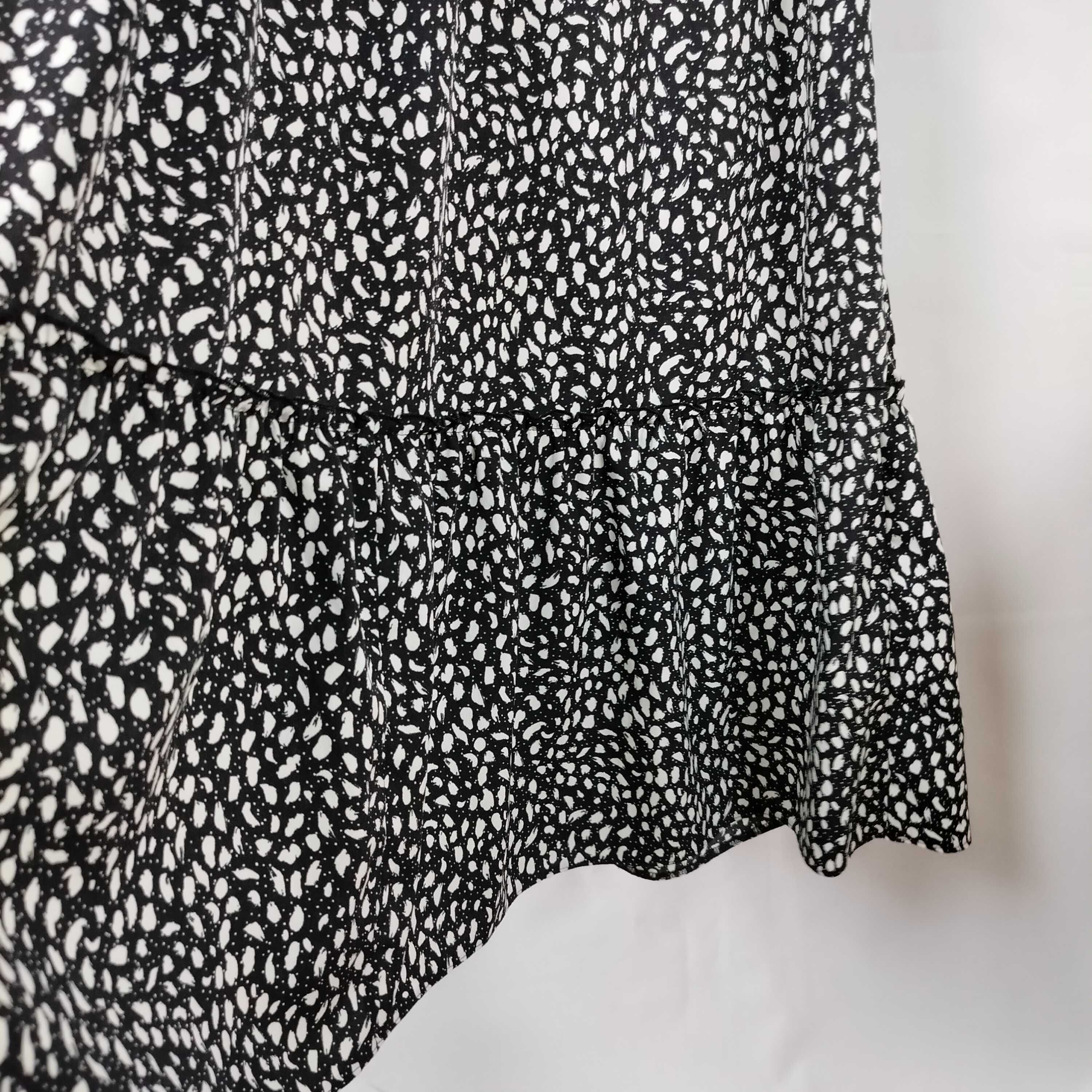 Damska sukienka czarna w białe łzy w rozmiarze S 36 midi