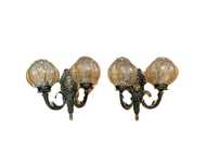 Par de candeeiros parede com bolhas de ar vidro, art nouveau