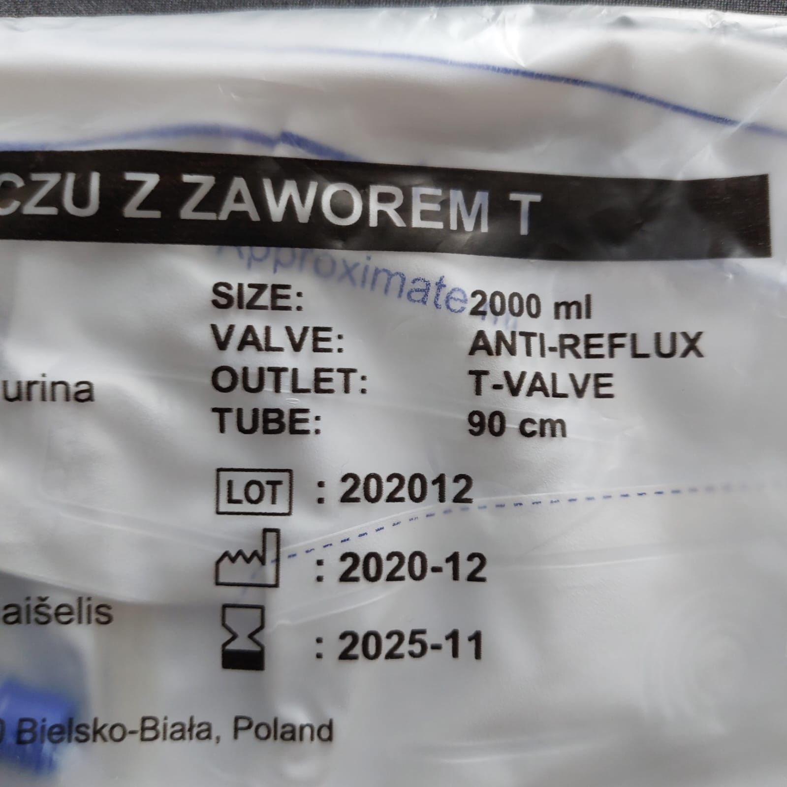 Worek do zbiórki moczu z zaworem - 26szt.