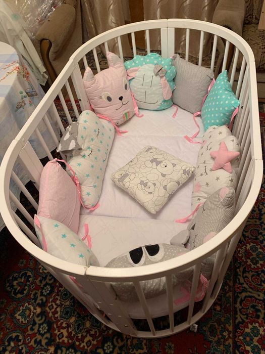 Дитяче ліжко-трансформер 7в1 + матрац+постіль+подушки БУ висока якість