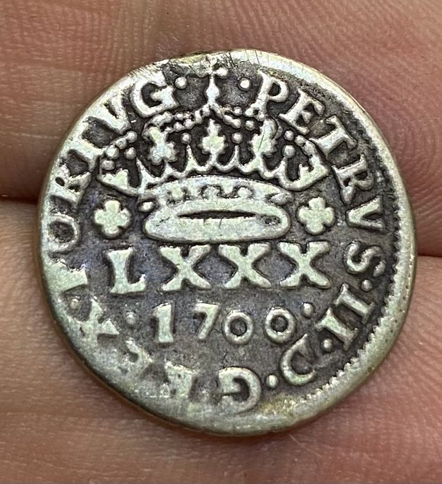 Moeda Tostao 100 Reis D PEDRO II - 1700