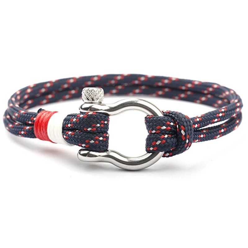 Pulseira Tecido Azul Vermelha e Branco de verão, fecho metal - NOVA