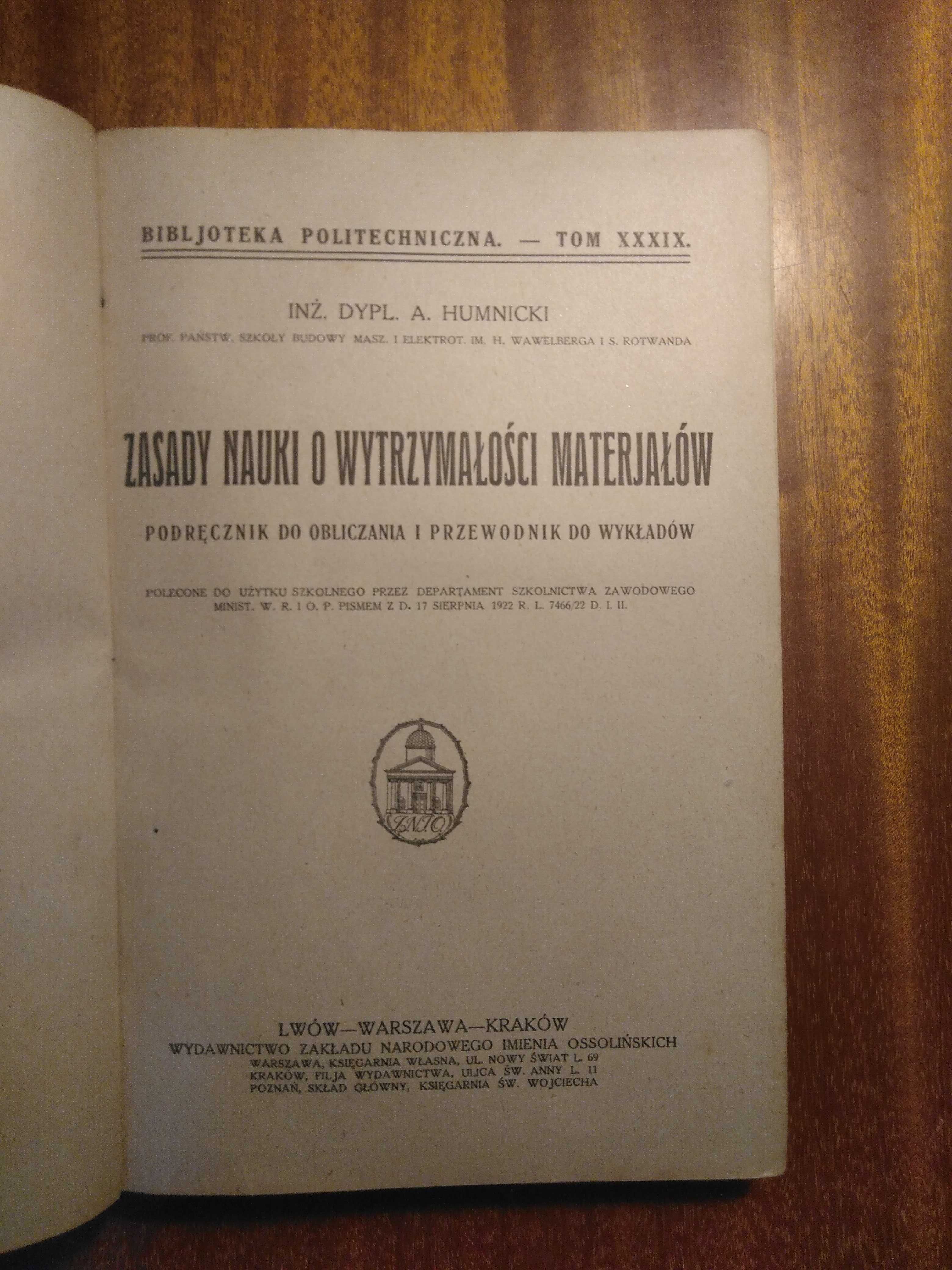 Zasady nauki o wytrzymałości materiałów - 1922