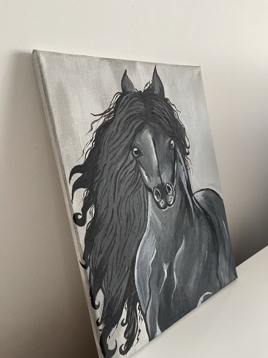 Obraz ręcznie malowany Koń 40cmx30cm styl glamour