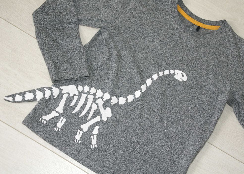 5.10.15 t szara melanżowa bluzeczka z dinozaurem 3D