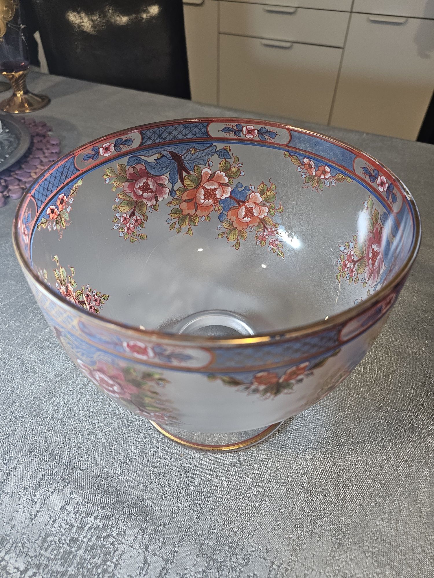 Fruteira de cristal pintada à mão