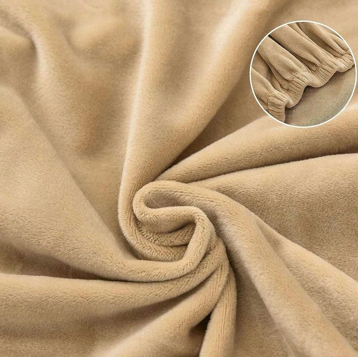 NOWY Komplet 6 pokrowców pokrowiec na fotel welurowy beżowy krzesło