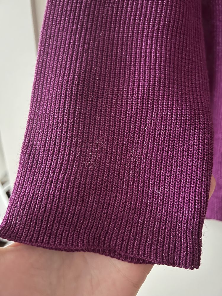 Fioletowy bakłażanowy błyszczący sweter Massimo Dutti roz. S